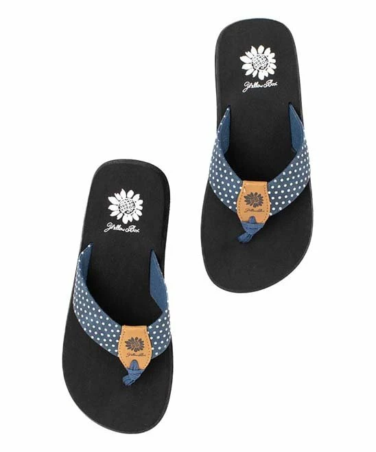 Discount β Yellow Box π Shoes Navy Polka Dot Ludy π©΄ Sandal - π© Women π - Image 3