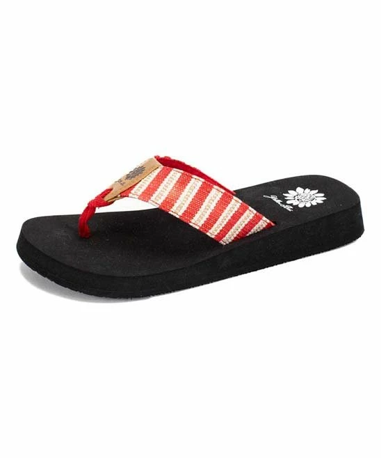 Coupon π Yellow Box π Shoes Red Woven Stripe Nicoh π©΄ Sandal - π© Women β