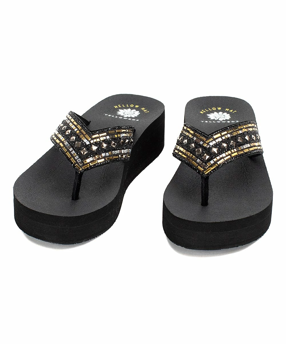 Outlet βοΈ Yellow Box π Shoes Black & Gold Metallic Patience Leather π©΄ Sandal - π© Women π - Image 3