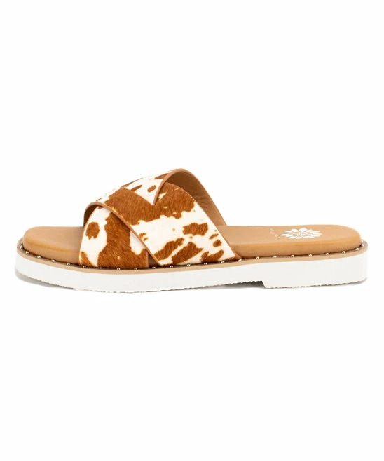 Best deal π― Yellow Box π Shoes Brown & White Hemes Cow Spot Leather π©΄ Sandal - π© Women β - Image 2