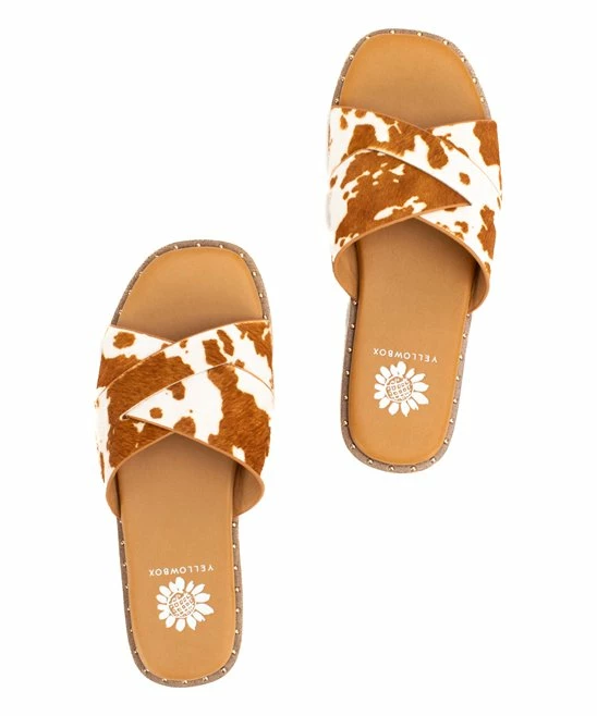 Best deal π― Yellow Box π Shoes Brown & White Hemes Cow Spot Leather π©΄ Sandal - π© Women β - Image 3