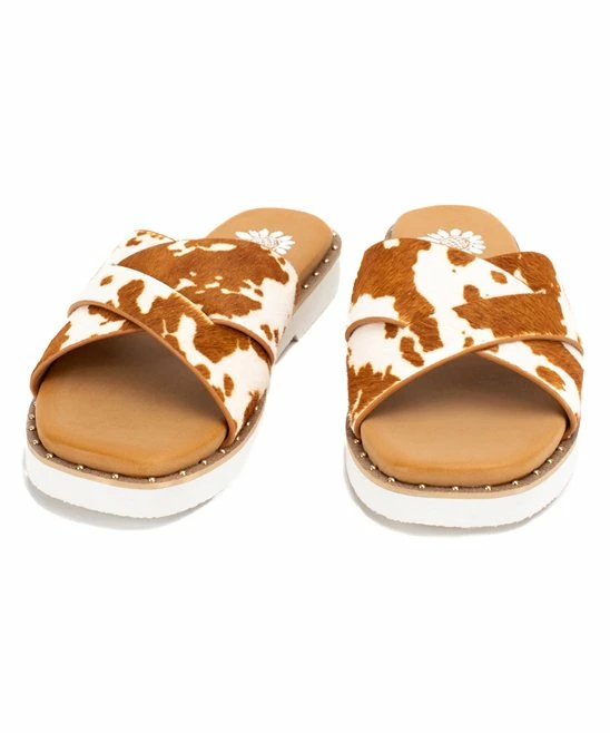 Best deal π― Yellow Box π Shoes Brown & White Hemes Cow Spot Leather π©΄ Sandal - π© Women β - Image 4