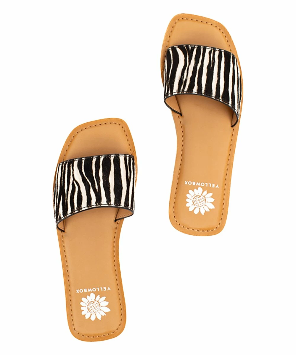 Best deal π Yellow Box π Shoes Black & Cream Zebra Dariah Leather π©΄ Sandal - π© Women π - Image 3