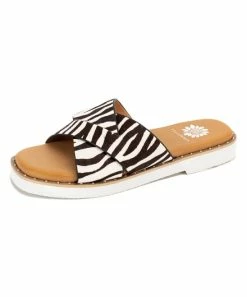 Promo π Yellow Box π Shoes Black & White Hemes Zebra Stripe Leather π©΄ Sandal - π© Women β