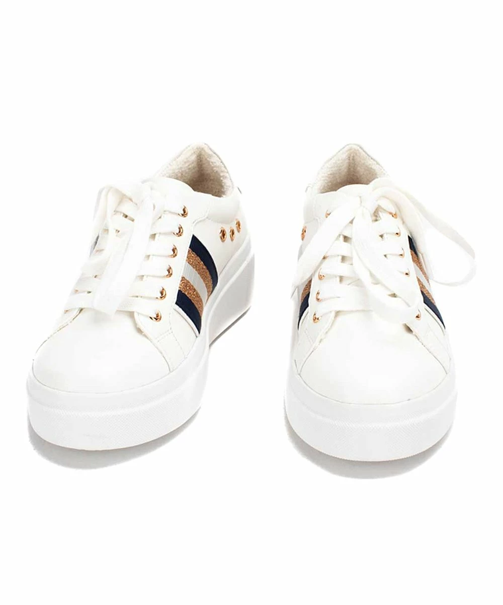 Cheapest π Yellow Box π Shoes White & Navy Emalia Glitter π Sneaker - π© Women π - Image 3