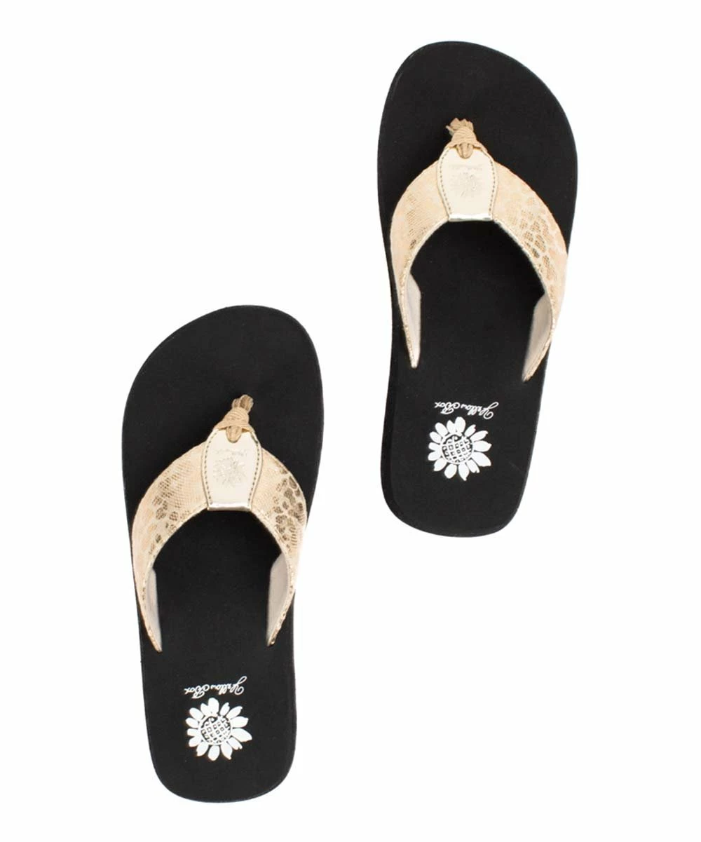 Promo π Yellow Box π Shoes Gold Snake-Embossed Fizzie π©΄ Sandal - π© Women βοΈ - Image 3