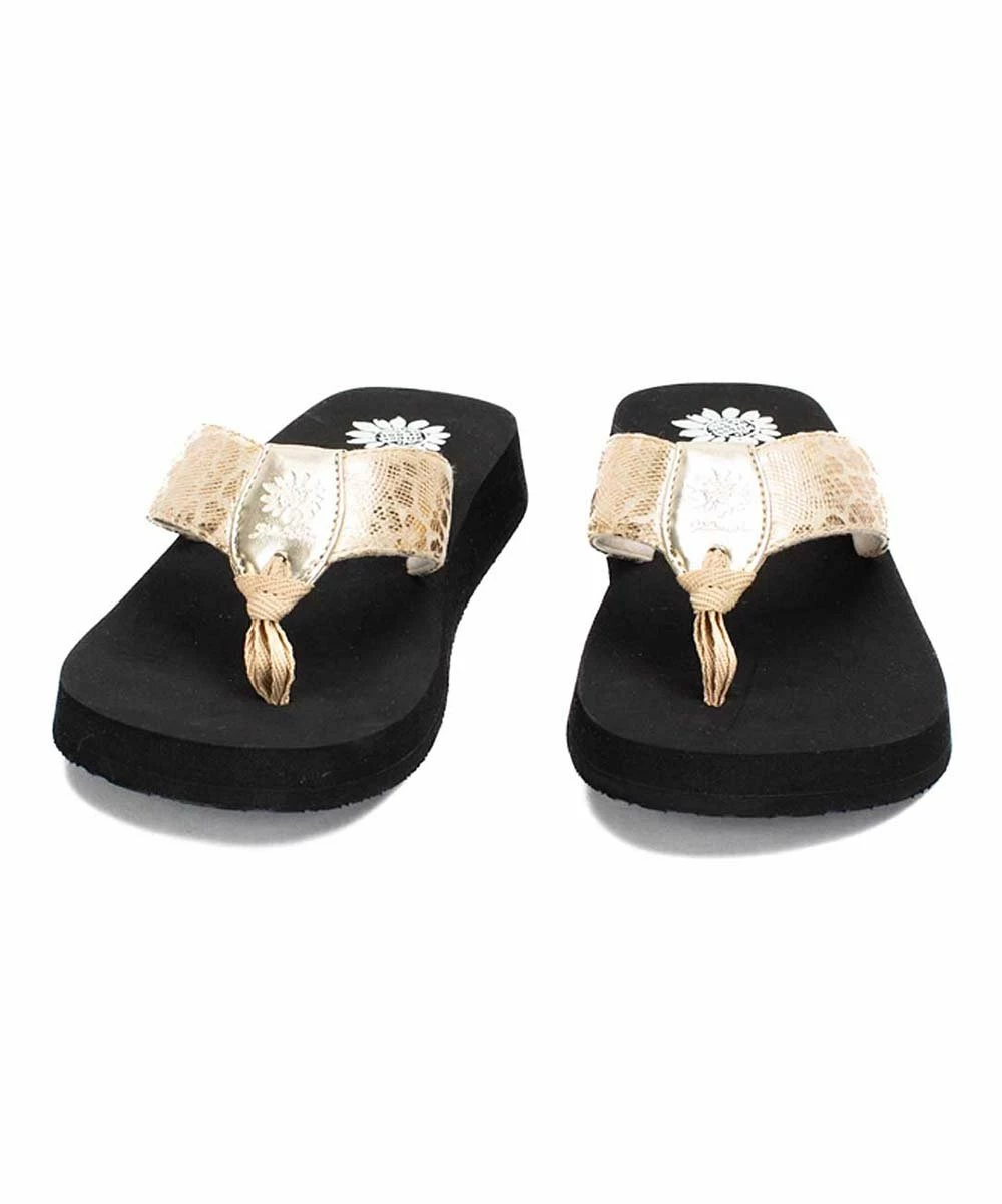 Promo π Yellow Box π Shoes Gold Snake-Embossed Fizzie π©΄ Sandal - π© Women βοΈ - Image 4