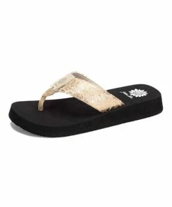 Promo π Yellow Box π Shoes Gold Snake-Embossed Fizzie π©΄ Sandal - π© Women βοΈ