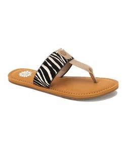 Deals 🎁 Yellow Box 👟 Shoes Brown & Black Zebra Dolorez Leather 🩴 Sandal - 👩 Women 🛒