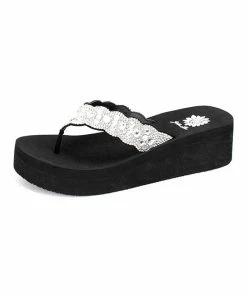 Budget π Yellow Box π Shoes Black & White Embellished Rayne π©΄ Sandal - π© Women π