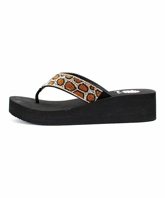 Best Pirce π Yellow Box π Shoes Tan & Black Leopard Embellished Suzette π©΄ Sandal - π© Women π - Image 2