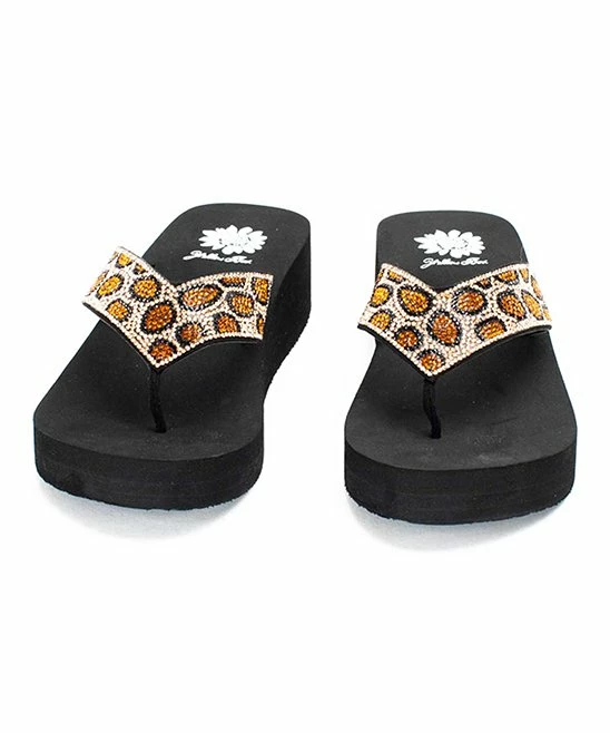 Best Pirce π Yellow Box π Shoes Tan & Black Leopard Embellished Suzette π©΄ Sandal - π© Women π - Image 4