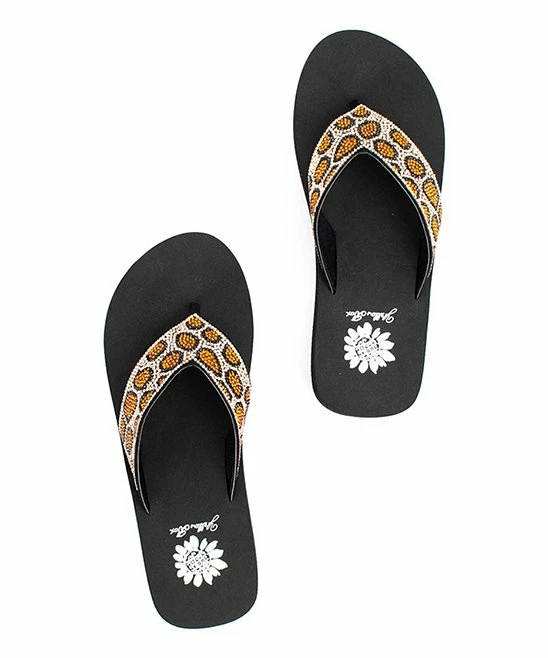 Best Pirce π Yellow Box π Shoes Tan & Black Leopard Embellished Suzette π©΄ Sandal - π© Women π - Image 5