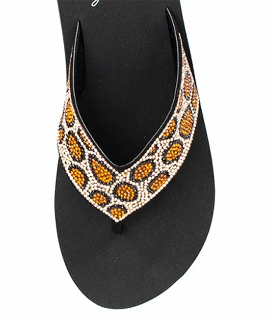 Best Pirce π Yellow Box π Shoes Tan & Black Leopard Embellished Suzette π©΄ Sandal - π© Women π - Image 3