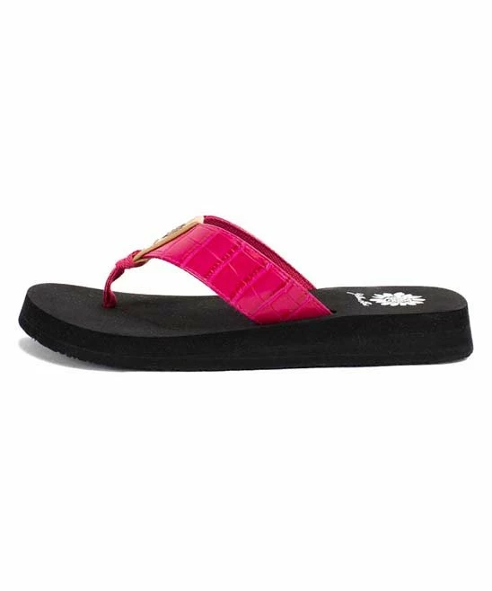 Coupon π Yellow Box π Shoes Fuchsia Croc-Embossed Adula π©΄ Sandal - π© Women π - Image 2