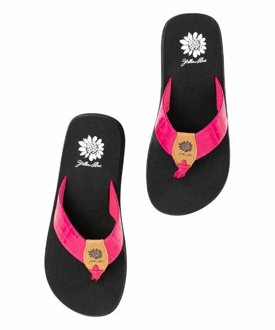 Coupon π Yellow Box π Shoes Fuchsia Croc-Embossed Adula π©΄ Sandal - π© Women π - Image 3