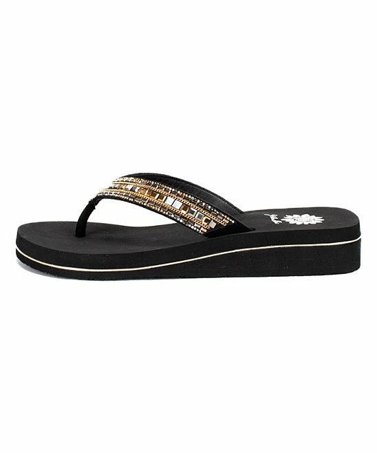 Discount π Yellow Box π Shoes Black & Gold Metallic Havah Leather π©΄ Sandal - π© Women βοΈ - Image 2