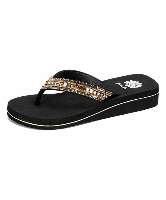 Discount π Yellow Box π Shoes Black & Gold Metallic Havah Leather π©΄ Sandal - π© Women βοΈ