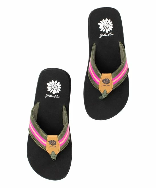 Deals β Yellow Box π Shoes Black & Pink Furnie Camo Stripe π©΄ Sandal - π© Women π - Image 3