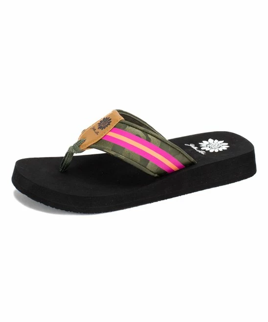 Deals β Yellow Box π Shoes Black & Pink Furnie Camo Stripe π©΄ Sandal - π© Women π