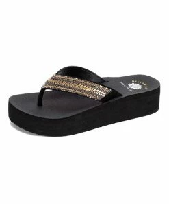 Buy βοΈ Yellow Box π Shoes Black Chevron Blancah Leather π©΄ Sandal - π© Women β