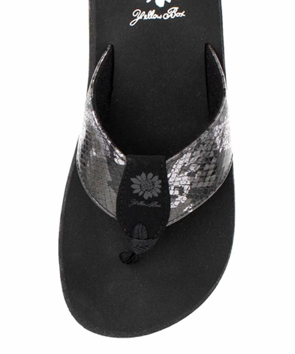 Hot Sale π Yellow Box π Shoes Charcoal Snake-Embossed Freja π©΄ Sandal - π© Women β¨ - Image 4