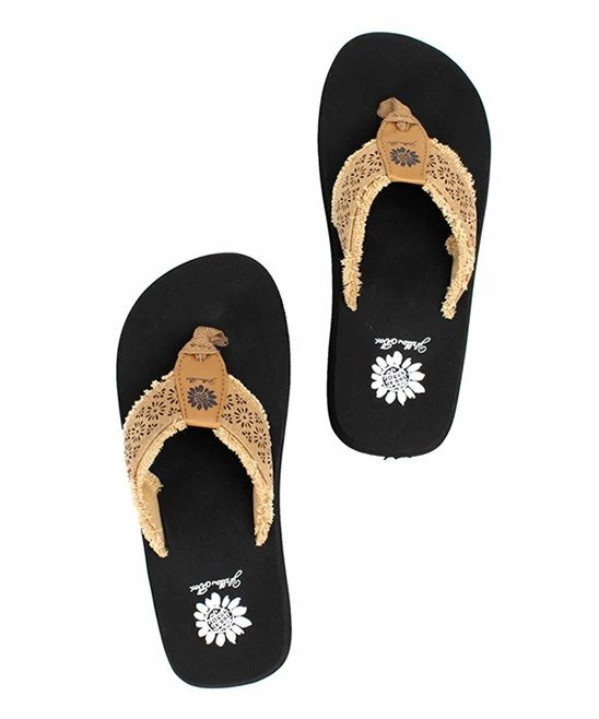 New β Yellow Box π Shoes Taupe Perforated Floral Florez π©΄ Sandal - π© Women β - Image 3