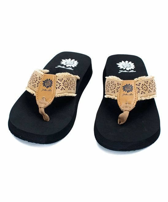 New β Yellow Box π Shoes Taupe Perforated Floral Florez π©΄ Sandal - π© Women β - Image 4