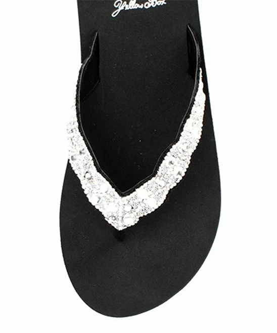 Best deal π Yellow Box π Shoes Black & White Embellished Frostie π©΄ Sandal - π© Women β€οΈ - Image 3