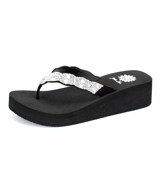 Best deal π Yellow Box π Shoes Black & White Embellished Frostie π©΄ Sandal - π© Women β€οΈ